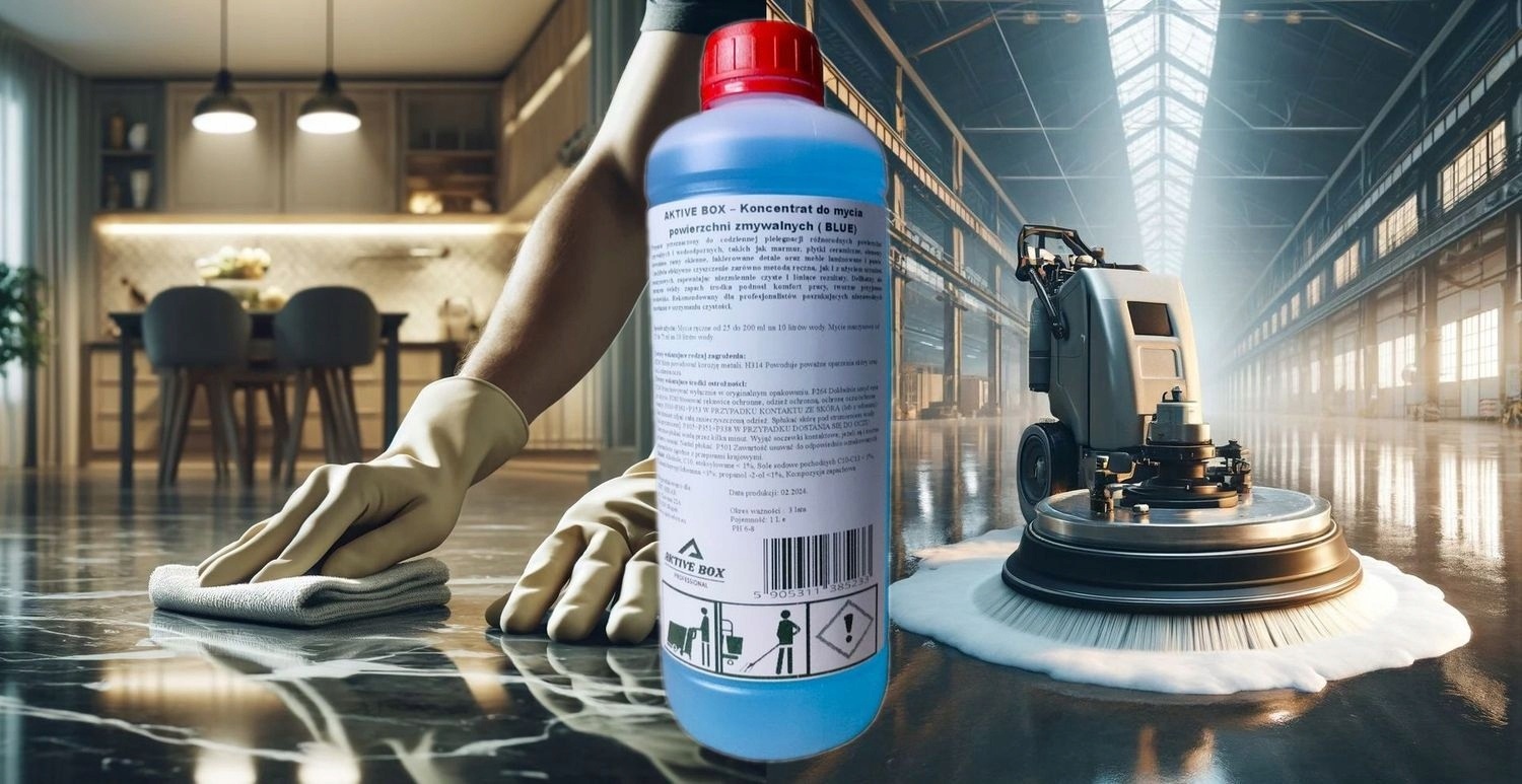 Koncentrat do mycia podłóg i wszystkich powierzchni zmywalnych 1 litr AKTIVE BOX BLUE AB1212 - obrazek 4