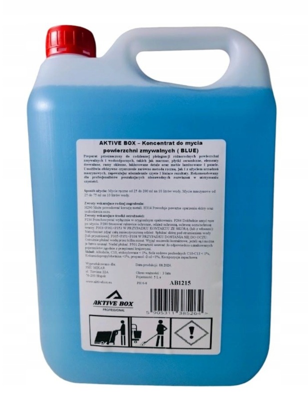 Koncentrat do mycia podłóg i wszystkich powierzchni zmywalnych 5 litrów AKTIVE BOX BLUE AB1215