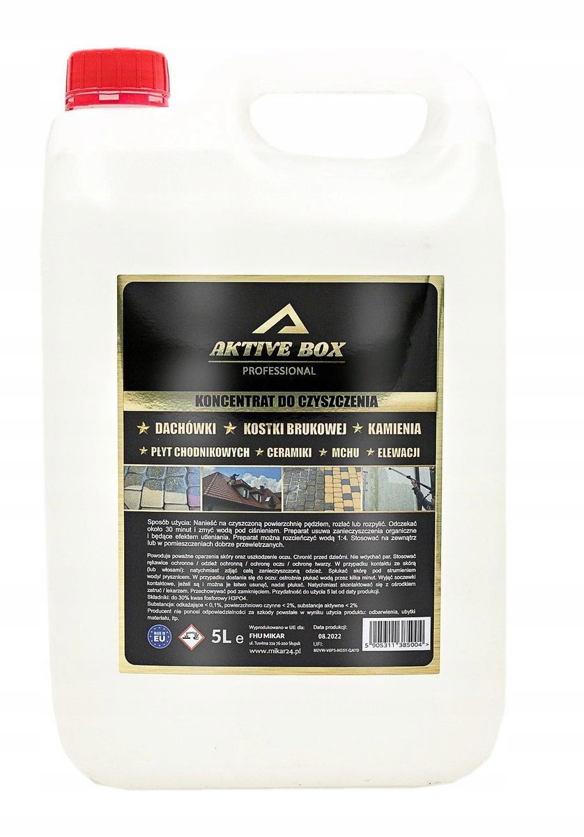 Koncentrat do czyszczenia dachów, kostki brukowej, kamienia i elewacji 5 litrów AKTIVE BOX AB1221