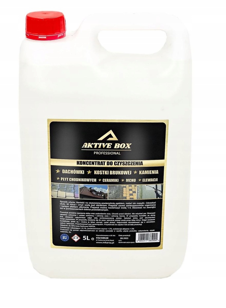 Koncentrat do czyszczenia dachów, kostki brukowej, kamienia i elewacji 5 litrów AKTIVE BOX AB1221 - obrazek 2